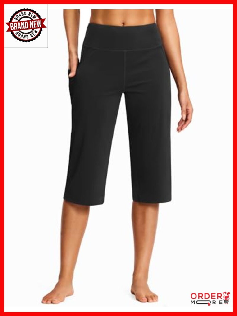 ISEEGZ Women's High Waist Yoga Capri Pants with Pockets